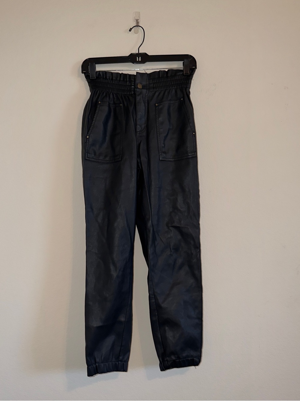 Forever 21 Black Faux Leather Jogger Pants
